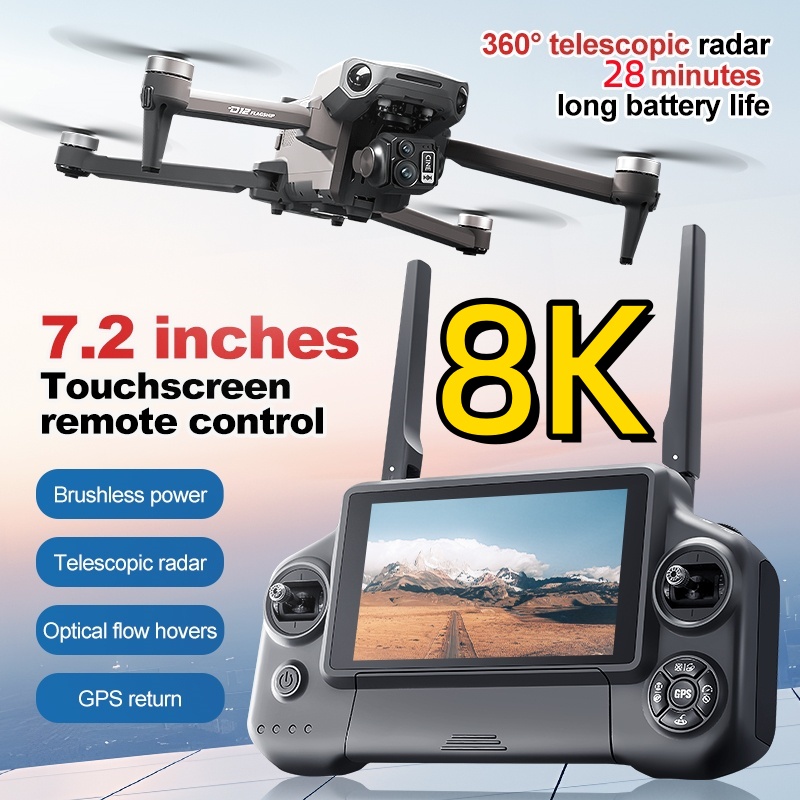 Rc Helicopter Case - 8K 3-Achsen-Gimbal Bürstenloser 7,2-Zoll-Touchscreen FPV-Fernbedienung Quadcopter